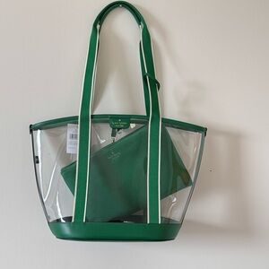 Kate Spade Clear Tote with Green Accents